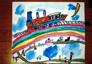男の子：汽車を描こう